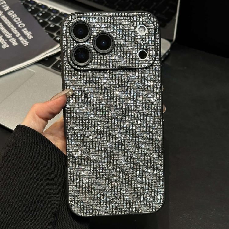 For iPhone 17 Pro Max Acrylic Rhinestone Full Coverage Phone Case(Silver Grey)