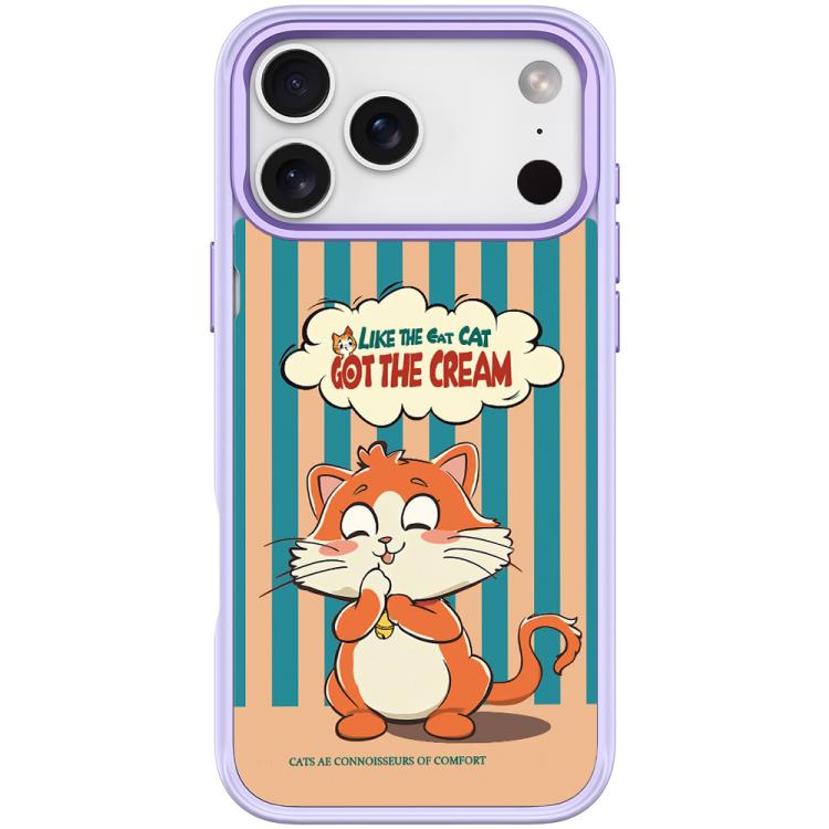 For iPhone 17 Pro Max Adorable Bell Cat Pattern Magnetic Phone Case(Light Purple)