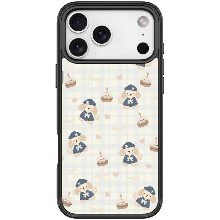 For iPhone 17 Pro Max Adorable Beret Puppy Pattern Magnetic Phone Case(Black)