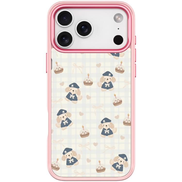 For iPhone 17 Pro Max Adorable Beret Puppy Pattern Magnetic Phone Case(Pink)