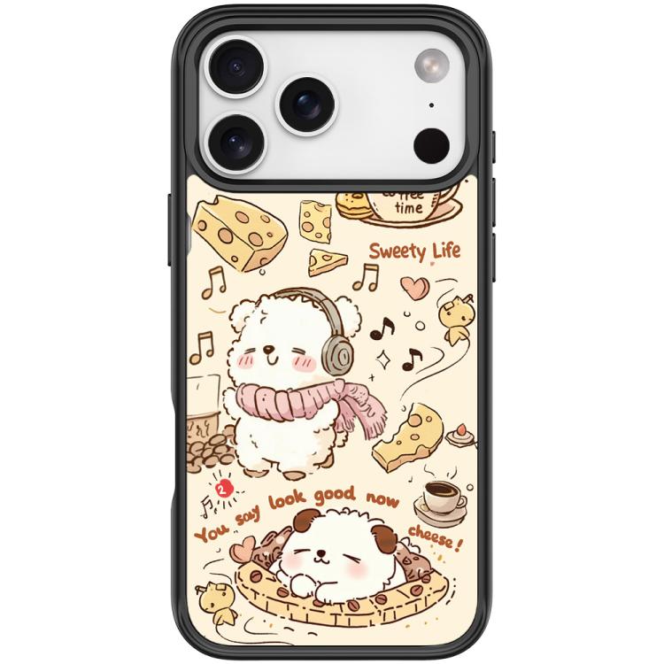 For iPhone 17 Pro Max Adorable Coffee Cat Pattern Magnetic Phone Case(Black)