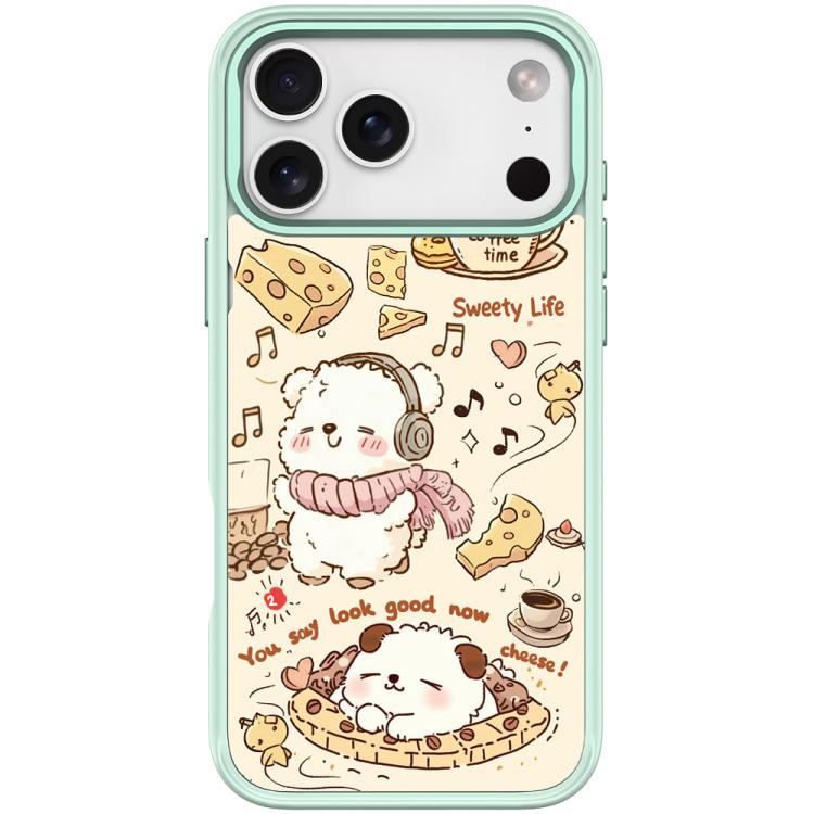 For iPhone 17 Pro Max Adorable Coffee Cat Pattern Magnetic Phone Case(Light Green)