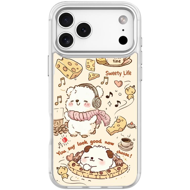 For iPhone 17 Pro Max Adorable Coffee Cat Pattern Magnetic Phone Case(Transparent White)