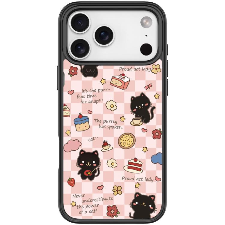 For iPhone 17 Pro Max Adorable Dessert Cat Pattern Magnetic Phone Case(Black)
