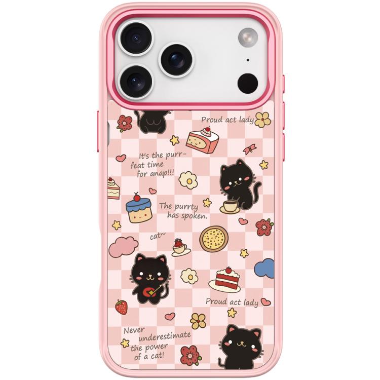 For iPhone 17 Pro Max Adorable Dessert Cat Pattern Magnetic Phone Case(Pink)