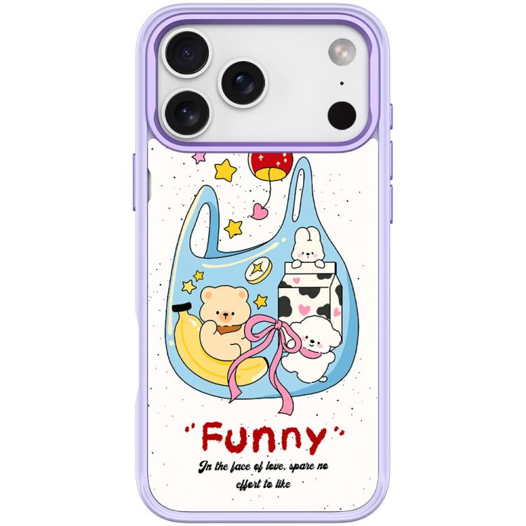 For iPhone 17 Pro Max Adorable Handbag Bear Pattern Magnetic Phone Case(Light Purple)