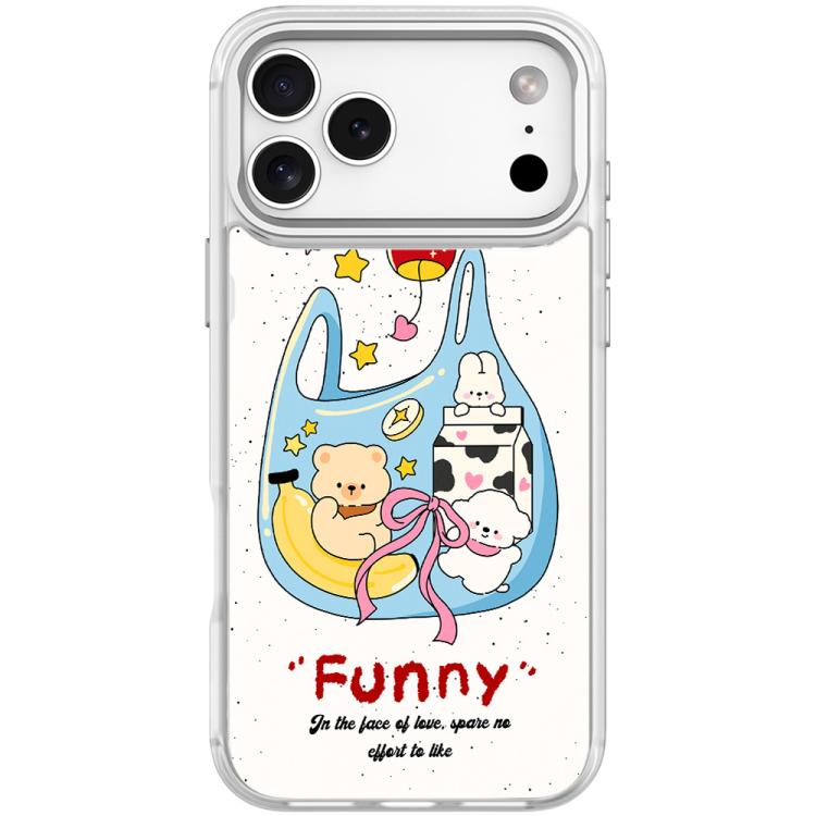 For iPhone 17 Pro Max Adorable Handbag Bear Pattern Magnetic Phone Case(Transparent White)