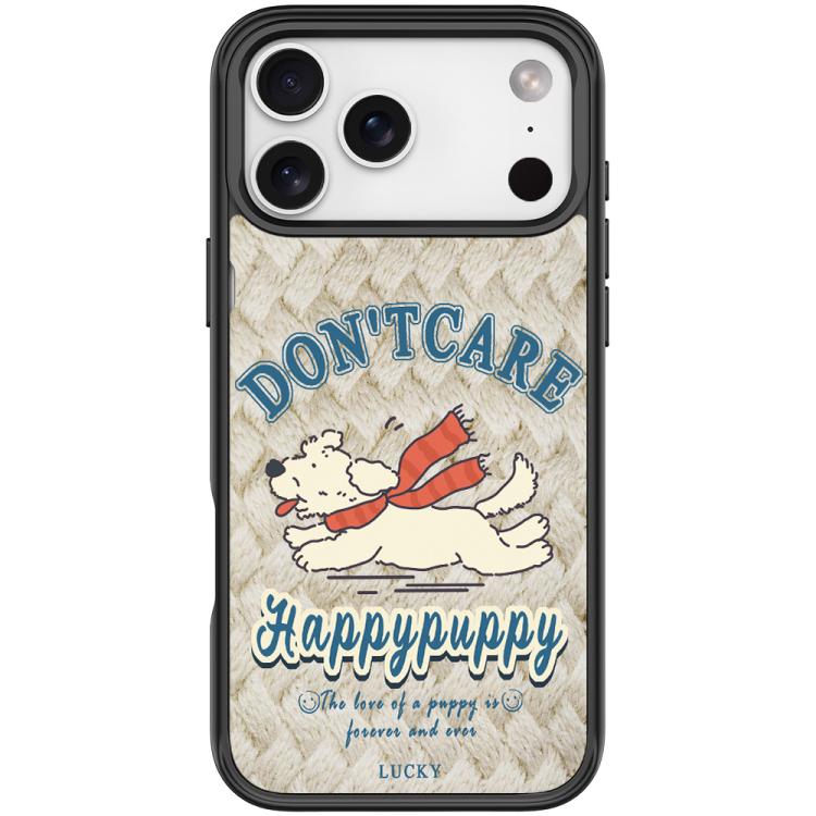 For iPhone 17 Pro Max Adorable Happy Puppy Pattern Magnetic Phone Case(Black)