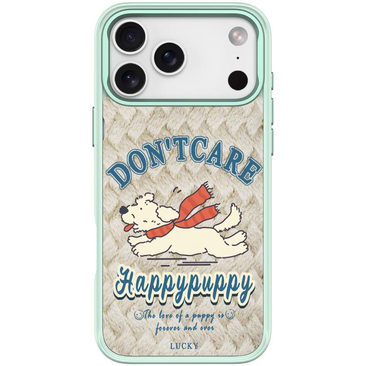 For iPhone 17 Pro Max Adorable Happy Puppy Pattern Magnetic Phone Case(Light Green)