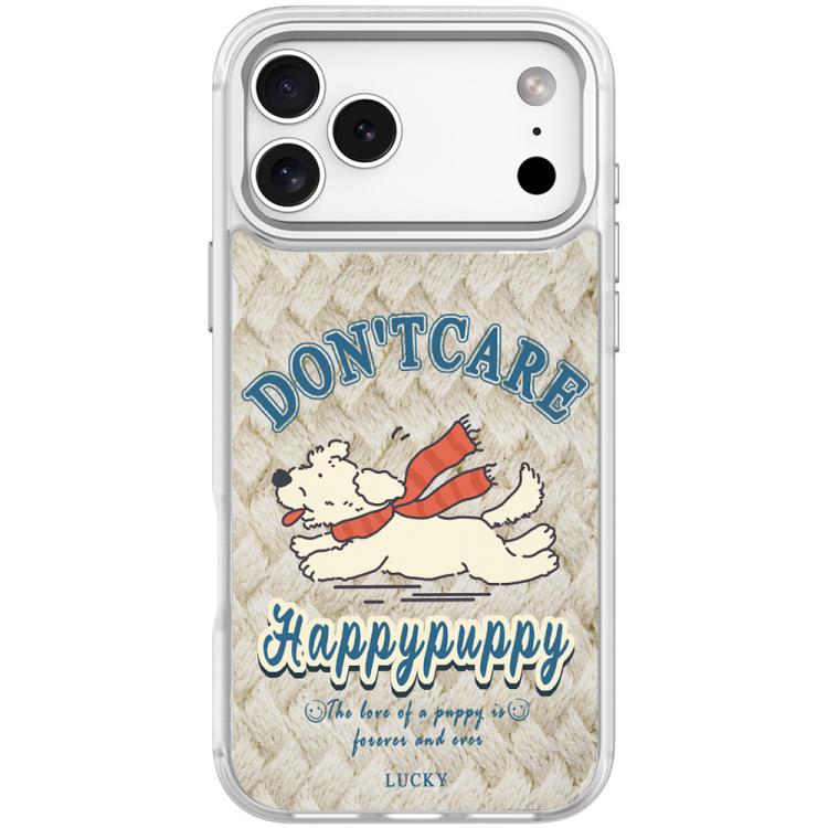 For iPhone 17 Pro Max Adorable Happy Puppy Pattern Magnetic Phone Case(Transparent White)