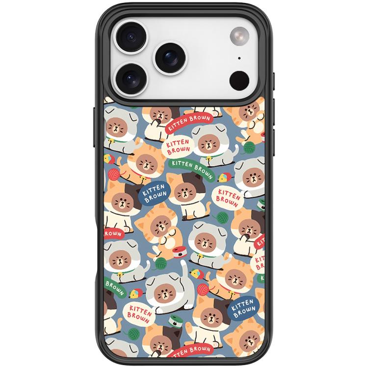 For iPhone 17 Pro Max Adorable Little Bear Pattern Magnetic Phone Case(Black)