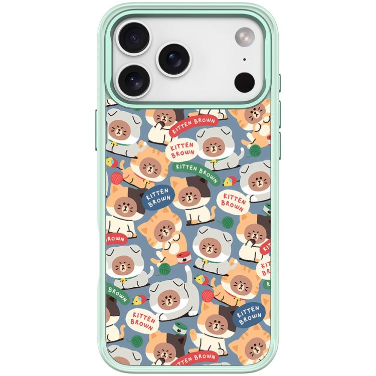 For iPhone 17 Pro Max Adorable Little Bear Pattern Magnetic Phone Case(Light Green)