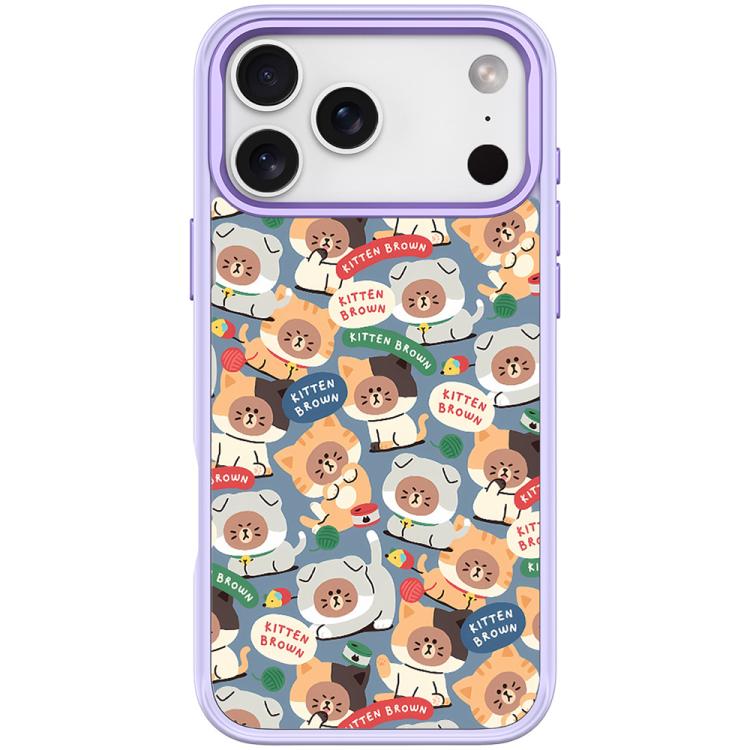 For iPhone 17 Pro Max Adorable Little Bear Pattern Magnetic Phone Case(Light Purple)