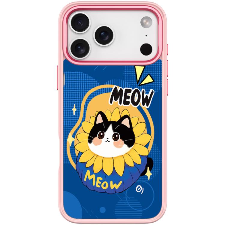 For iPhone 17 Pro Max Adorable Little Blue Cat Pattern Magnetic Phone Case(Pink)