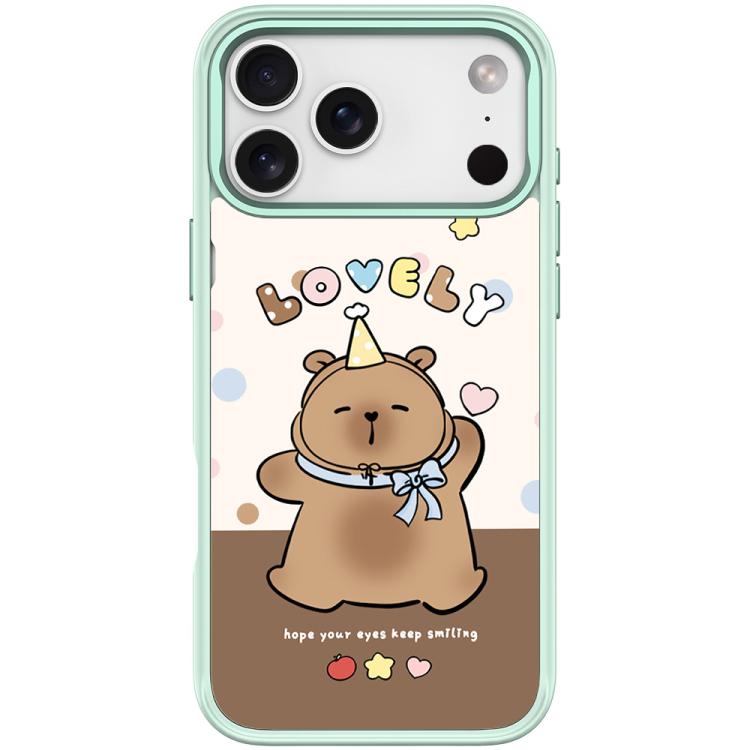 For iPhone 17 Pro Max Adorable Little Capybara Pattern Magnetic Phone Case(Light Green)