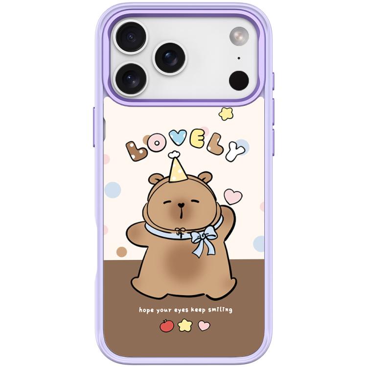 For iPhone 17 Pro Max Adorable Little Capybara Pattern Magnetic Phone Case(Light Purple)