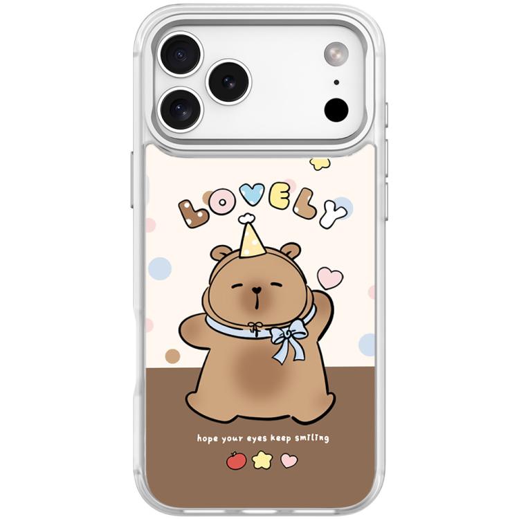 For iPhone 17 Pro Max Adorable Little Capybara Pattern Magnetic Phone Case(Transparent White)