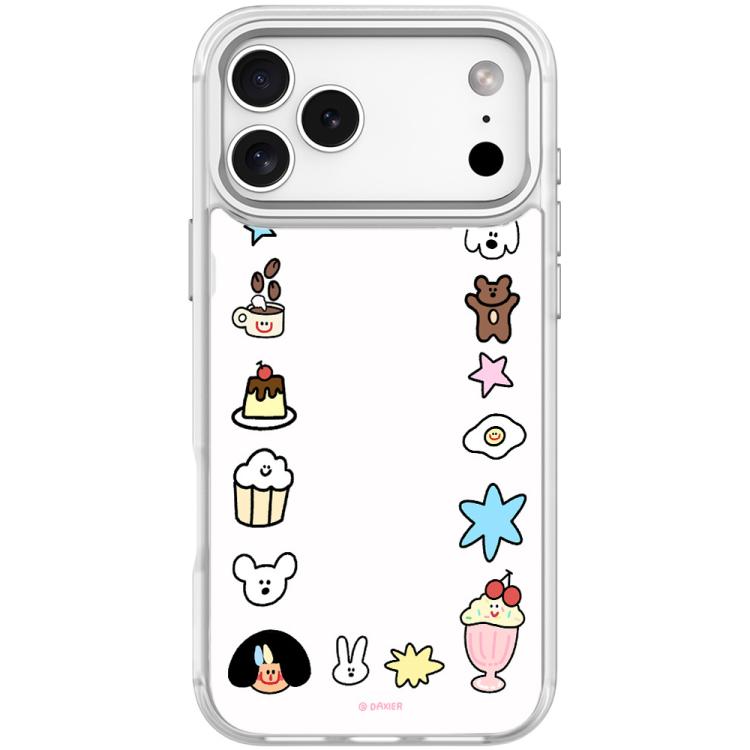 For iPhone 17 Pro Max Adorable Little Guy Pattern Magnetic Phone Case(Transparent White)