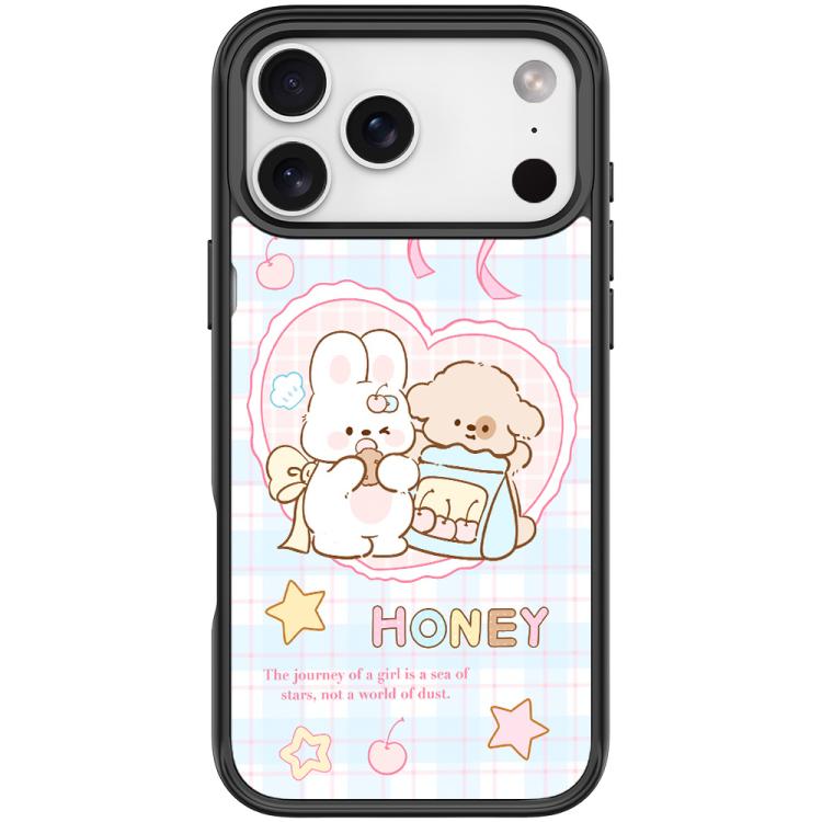 For iPhone 17 Pro Max Adorable Love Rabbit Pattern Magnetic Phone Case(Black)