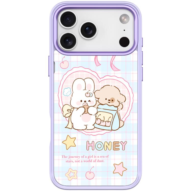 For iPhone 17 Pro Max Adorable Love Rabbit Pattern Magnetic Phone Case(Light Purple)