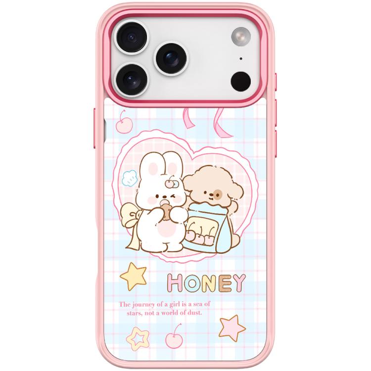 For iPhone 17 Pro Max Adorable Love Rabbit Pattern Magnetic Phone Case(Pink)