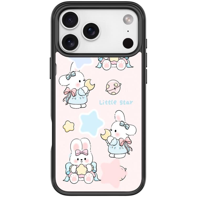 For iPhone 17 Pro Max Adorable Rabbit and Little Star Pattern Magnetic Phone Case(Black)