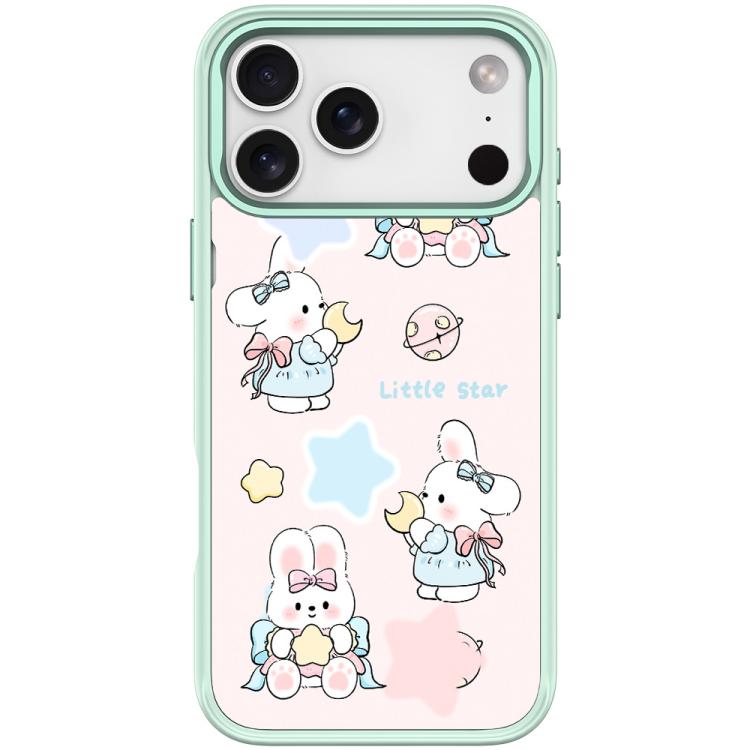 For iPhone 17 Pro Max Adorable Rabbit and Little Star Pattern Magnetic Phone Case(Light Green)