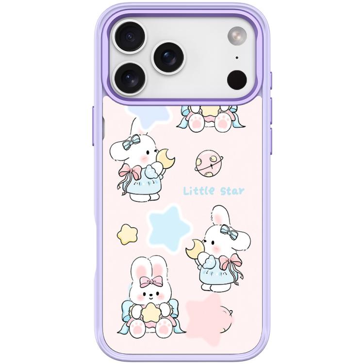 For iPhone 17 Pro Max Adorable Rabbit and Little Star Pattern Magnetic Phone Case(Light Purple)
