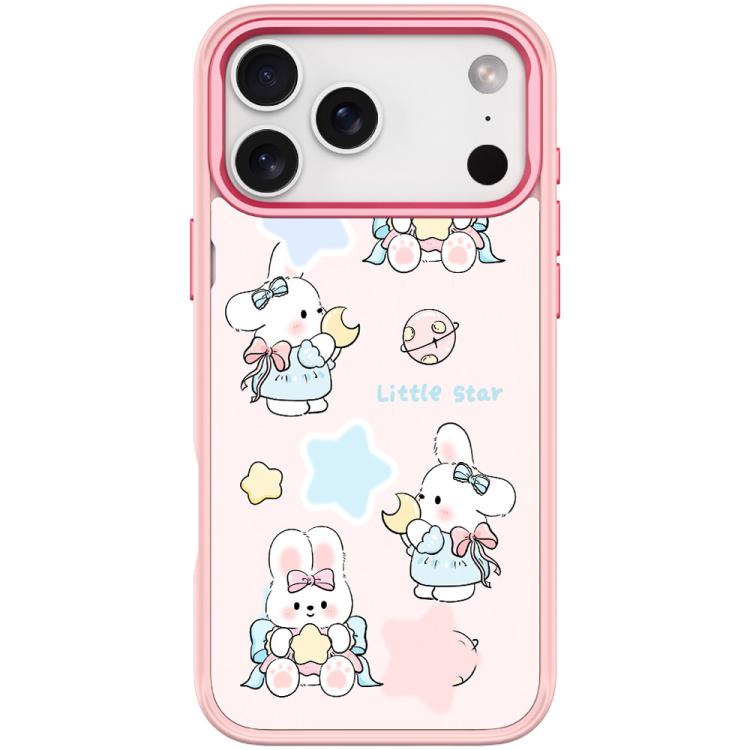 For iPhone 17 Pro Max Adorable Rabbit and Little Star Pattern Magnetic Phone Case(Pink)