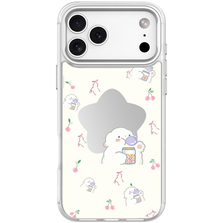 For iPhone 17 Pro Max Adorable Star Sheep Pattern Magnetic Phone Case(Transparent White)