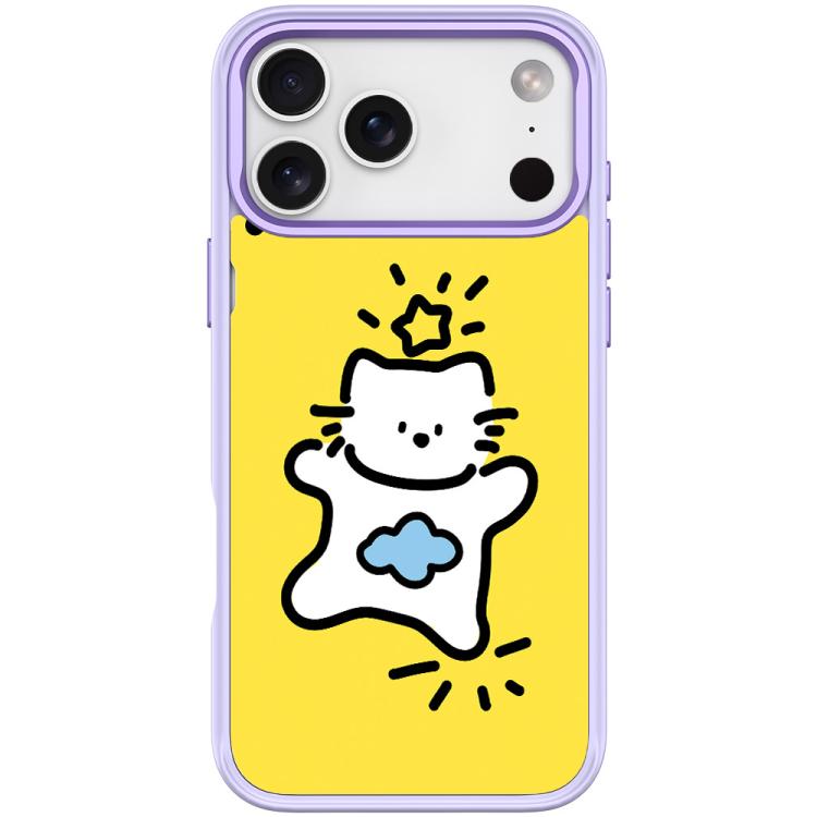 For iPhone 17 Pro Max Adorable Stars Cloud Cat Pattern Magnetic Phone Case(Light Purple)