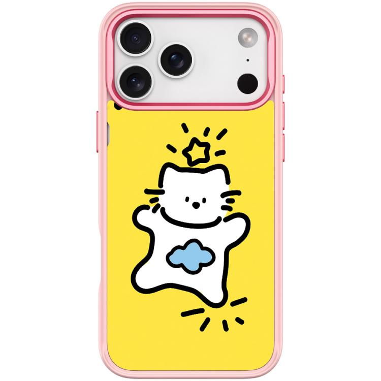 For iPhone 17 Pro Max Adorable Stars Cloud Cat Pattern Magnetic Phone Case(Pink)