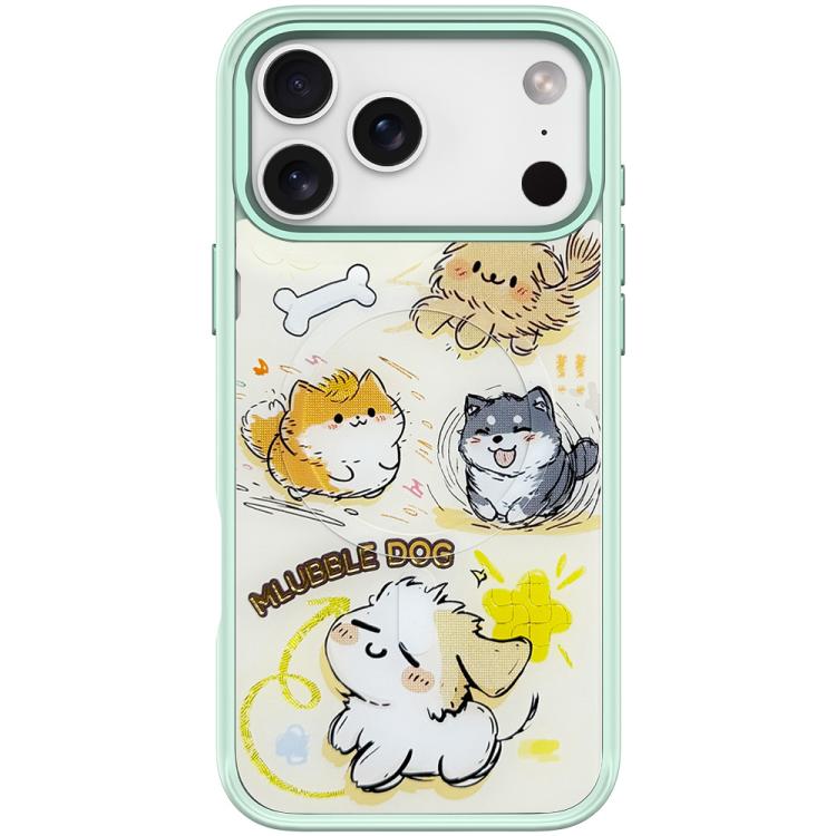 For iPhone 17 Pro Max Adorable Whirlwind Dog Pattern Magnetic Phone Case(Light Green)