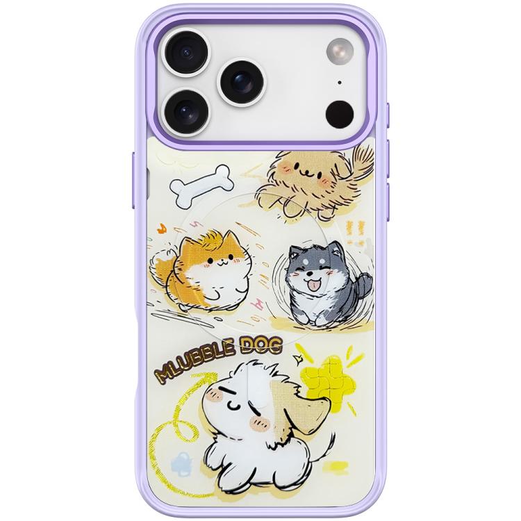 For iPhone 17 Pro Max Adorable Whirlwind Dog Pattern Magnetic Phone Case(Light Purple)
