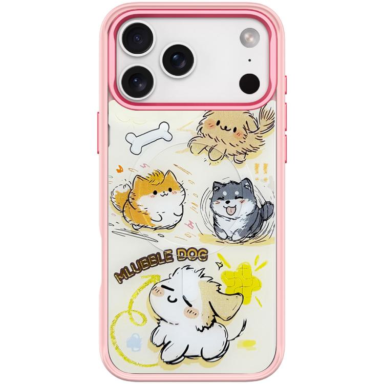 For iPhone 17 Pro Max Adorable Whirlwind Dog Pattern Magnetic Phone Case(Pink)
