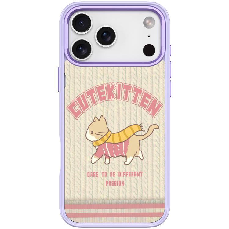 For iPhone 17 Pro Max Adorable Woolen Cat Pattern Magnetic Phone Case(Light Purple)