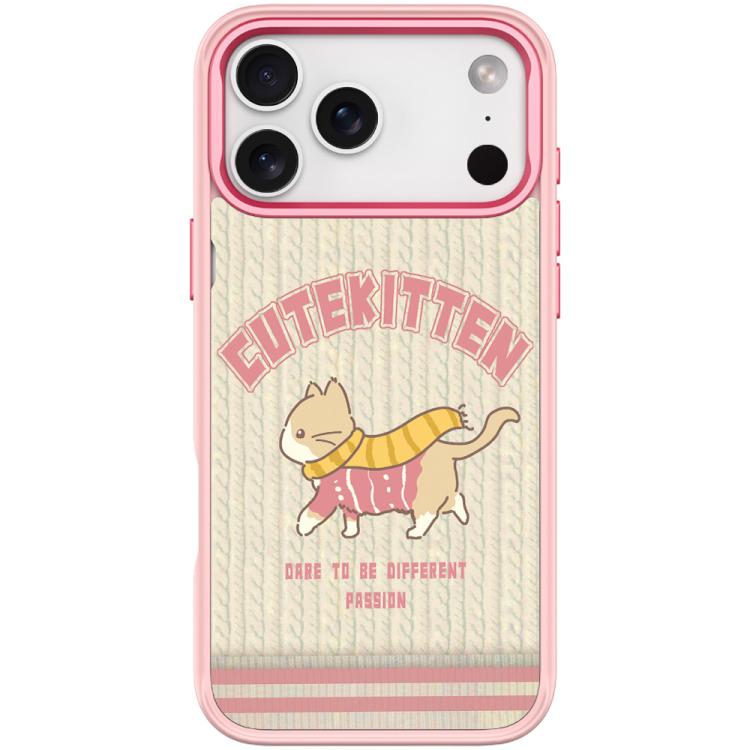 For iPhone 17 Pro Max Adorable Woolen Cat Pattern Magnetic Phone Case(Pink)