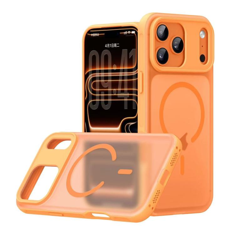 For iPhone 17 Pro Max Alpha-style Skin-Feel Magnetic Phone Case(Transparent Orange)