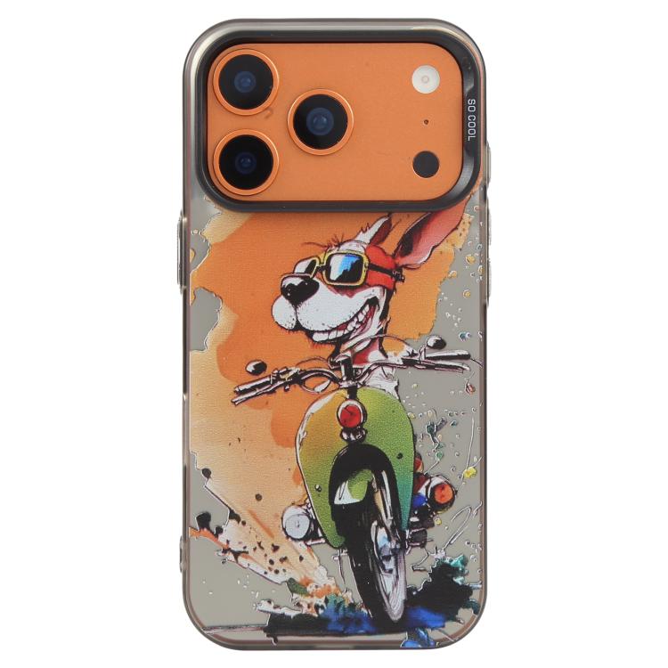 For iPhone 17 Pro Max Animal Pattern Oil Painting Series PC + TPU Phone Case(Bicycle Dog)