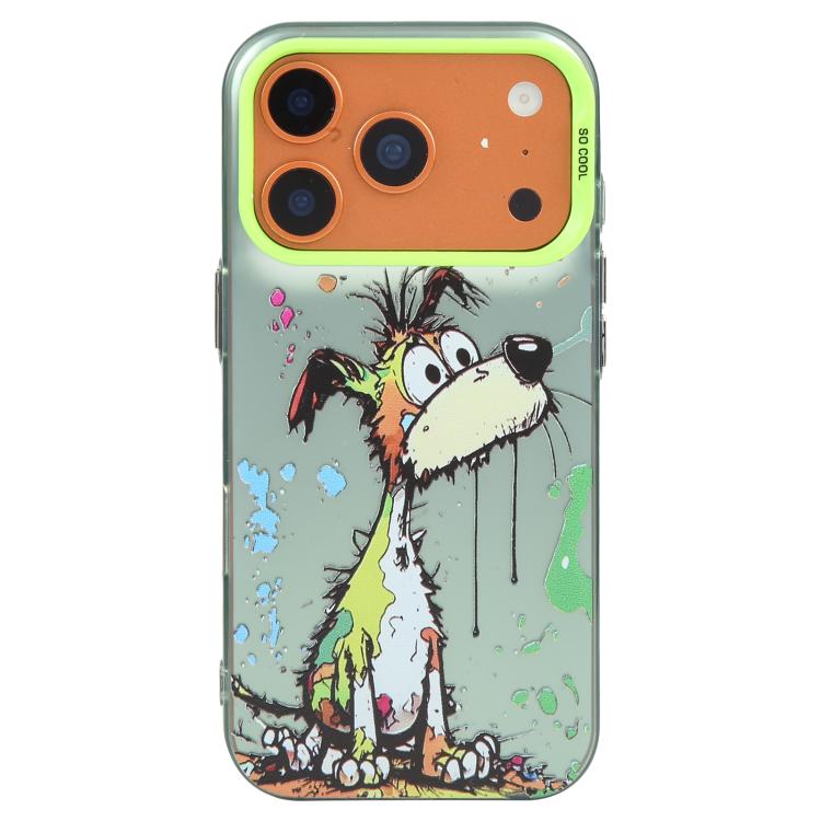 For iPhone 17 Pro Max Animal Pattern Oil Painting Series PC + TPU Phone Case(Green Dog)