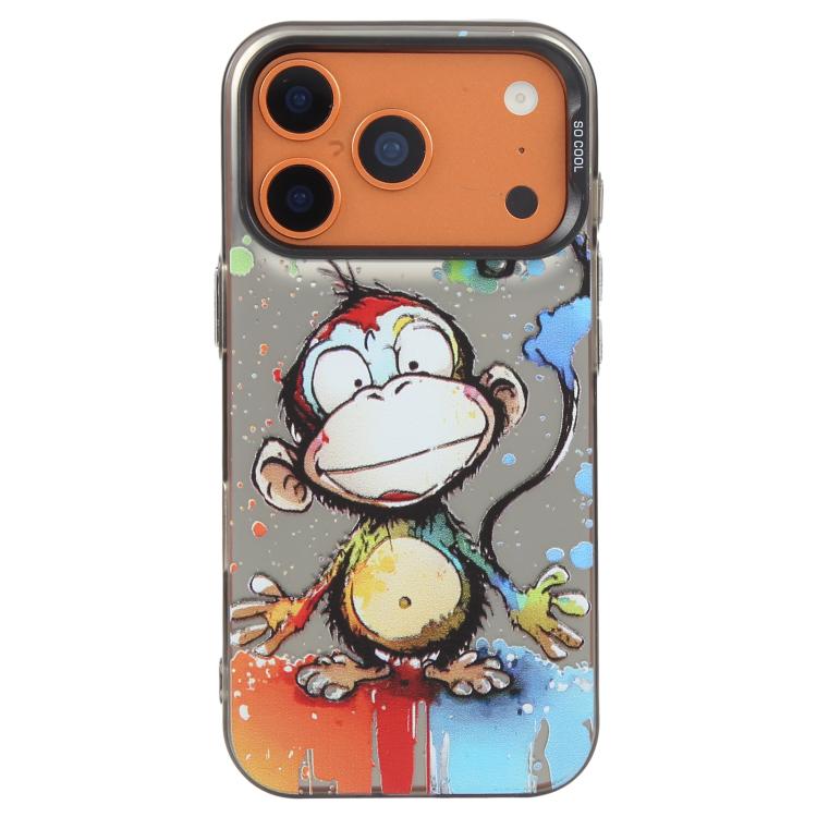 For iPhone 17 Pro Max Animal Pattern Oil Painting Series PC + TPU Phone Case(Happy Monkey)