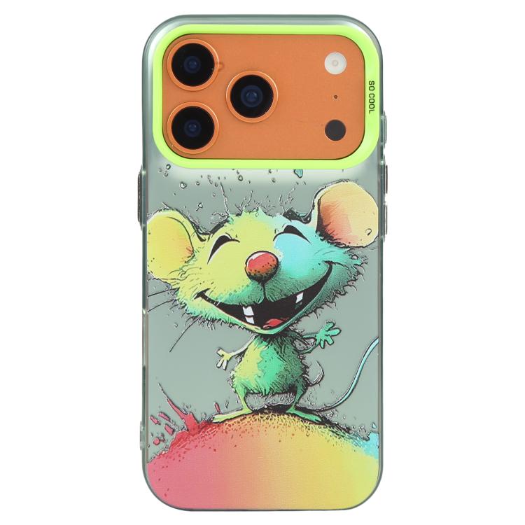 For iPhone 17 Pro Max Animal Pattern Oil Painting Series PC + TPU Phone Case(Happy Mouse)