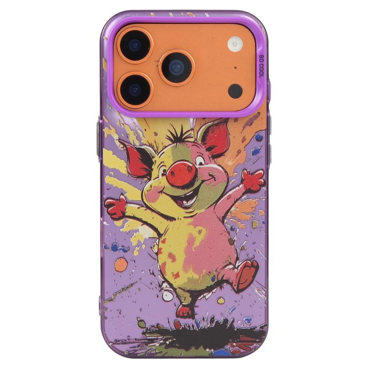For iPhone 17 Pro Max Animal Pattern Oil Painting Series PC + TPU Phone Case(Happy Pig)