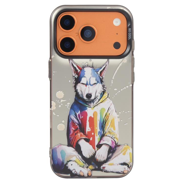 For iPhone 17 Pro Max Animal Pattern Oil Painting Series PC + TPU Phone Case(Hoodie Dog)