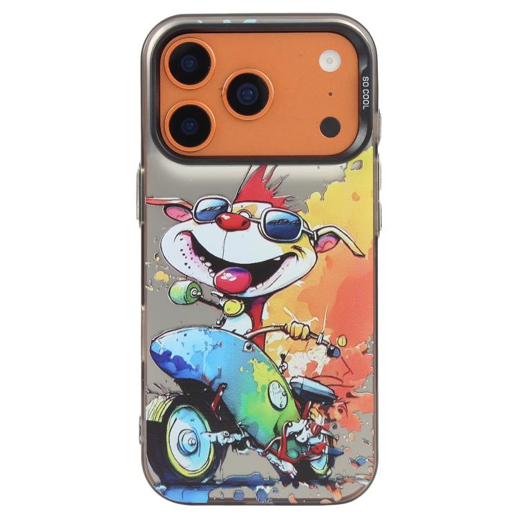 For iPhone 17 Pro Max Animal Pattern Oil Painting Series PC + TPU Phone Case(Motorcycle Dog)