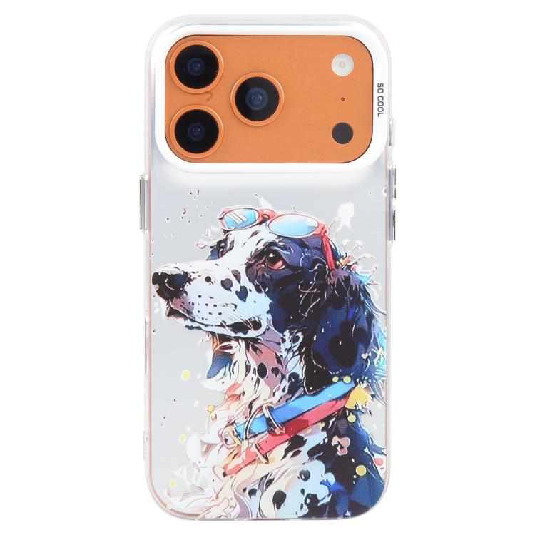 For iPhone 17 Pro Max Animal Pattern Oil Painting Series PC + TPU Phone Case(Spotted Dog)