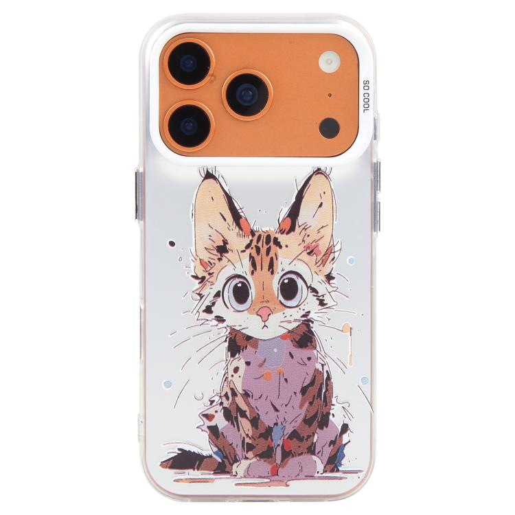 For iPhone 17 Pro Max Animal Pattern Oil Painting Series PC + TPU Phone Case(Stupid Cat)