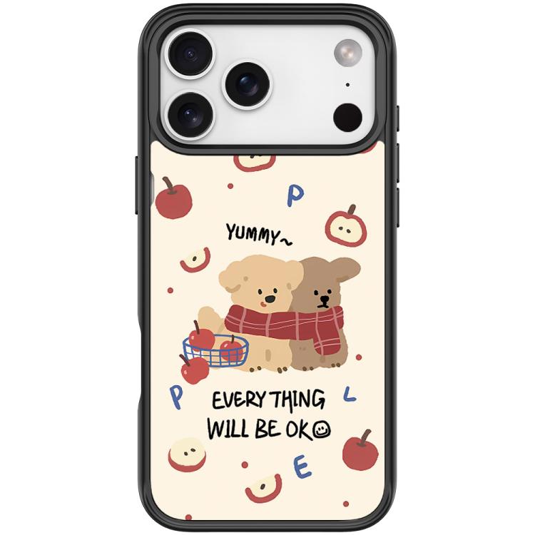 For iPhone 17 Pro Max Apple Dog Pattern Magnetic Phone Case(Black)