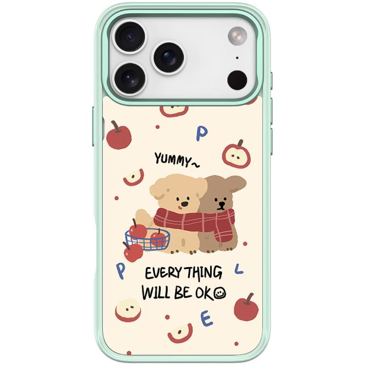 For iPhone 17 Pro Max Apple Dog Pattern Magnetic Phone Case(Light Green)
