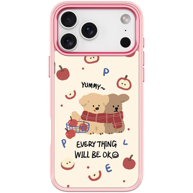 For iPhone 17 Pro Max Apple Dog Pattern Magnetic Phone Case(Pink)